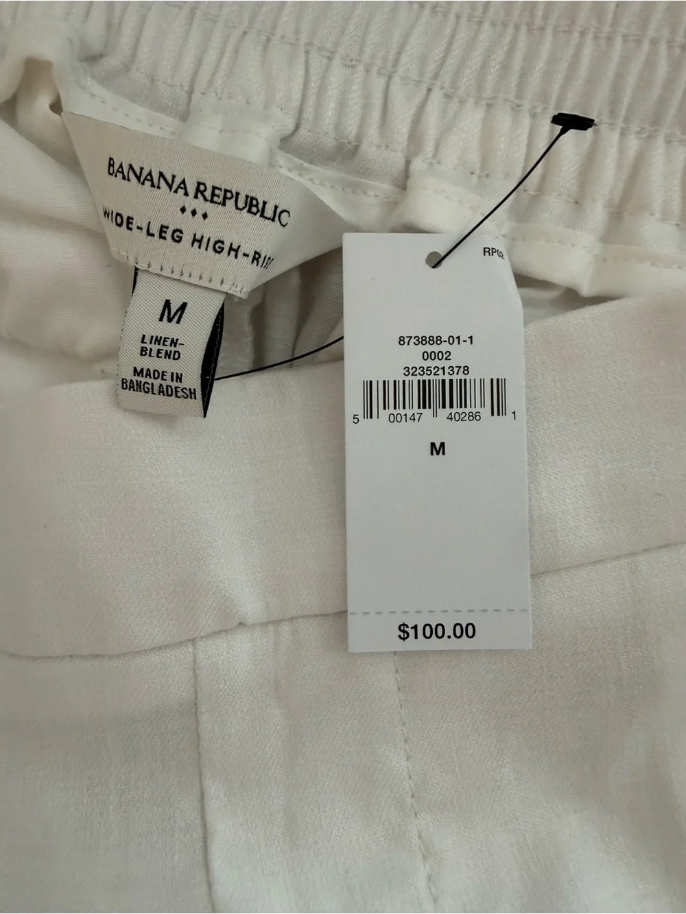 Banana Republic Wide-Leg White Linen Trousers